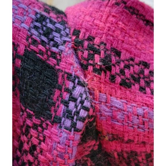 1960s Vintage Fuchsia and Purple Plaid Knit Dress with Belt, 36 Inch Bust, Med - Picture 5 of 5